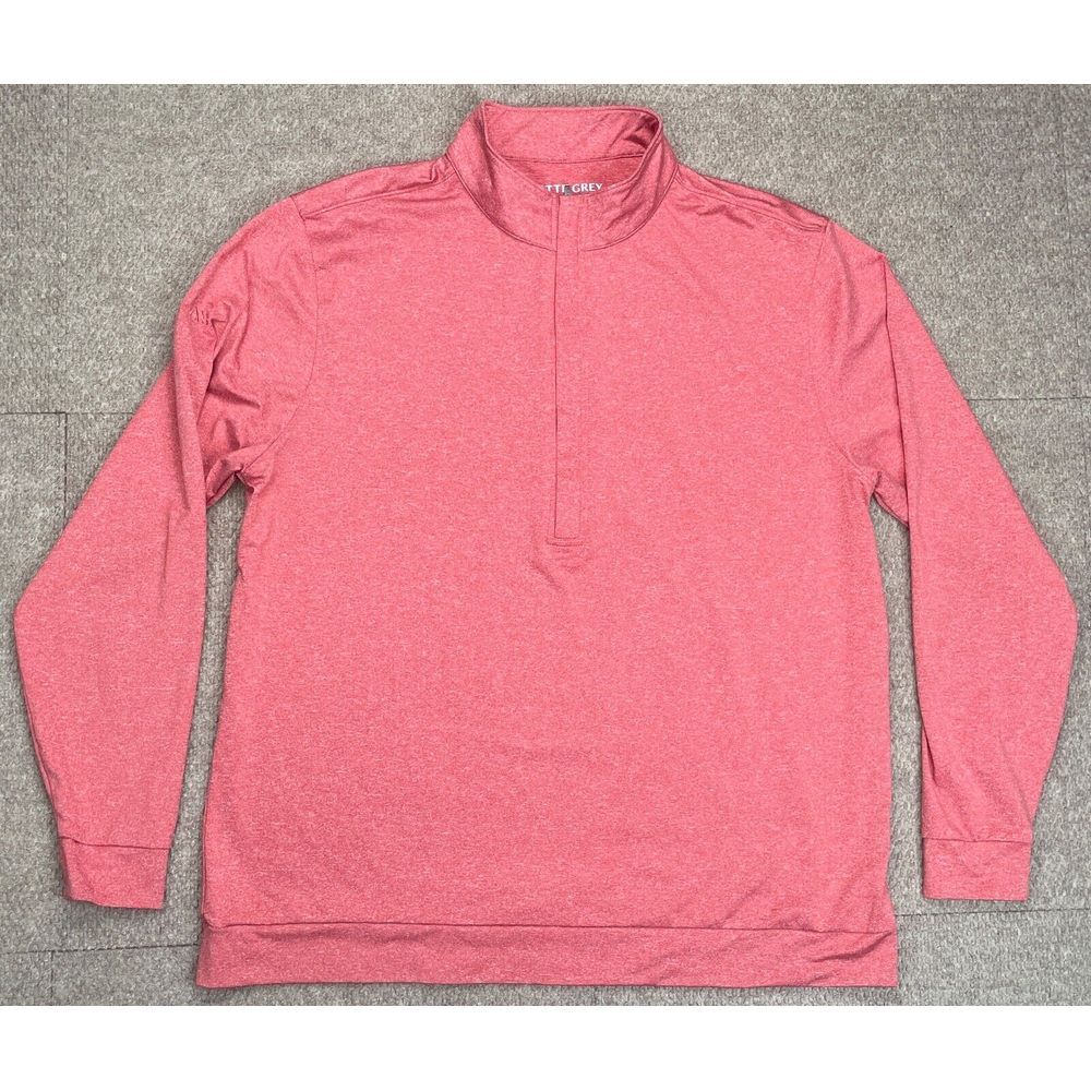 Matte Grey Men's Pink 1/4 Zip Long Sleeve Golf‎ Pullover Size XL